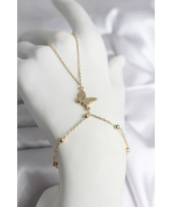 316L Çelik Gold Renk Kelebek Model Kadın Şahmeran