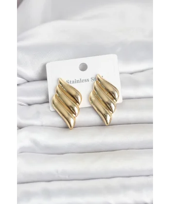 316L Çelik Gold Renk Motif Model Kadın Küpe