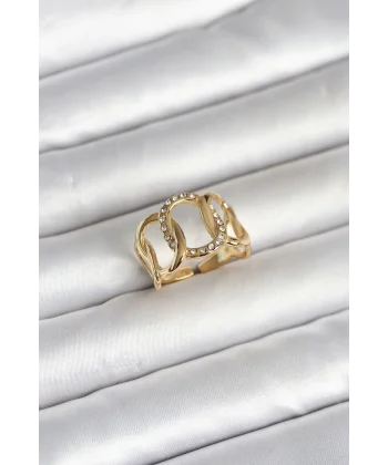 316L Çelik Gold Renk Samanyolu Model Kadın Yüzük
