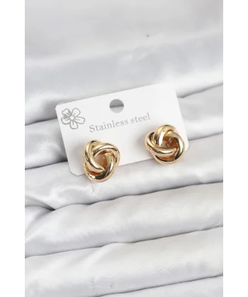 316L Çelik Gold Renk Sarmal Model Kadın Küpe