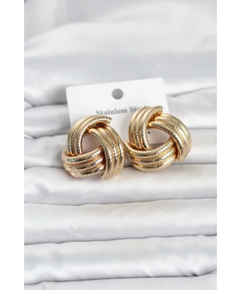 316L Çelik Gold Renk Sarmal Model Kadın Küpe