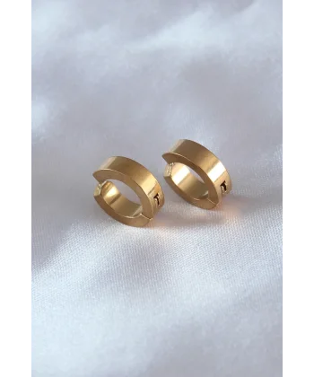 316L Çelik Gold Renk Sıkıştırmalı Erkek Küpe
