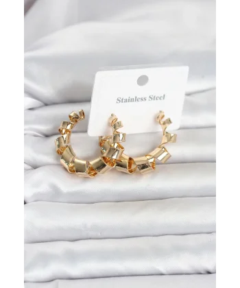 316L Çelik Gold Renk Spiral Halka Kadın Küpe