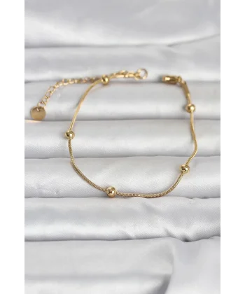 316L Çelik Gold Renk Top Zincirli Kadın Bileklik
