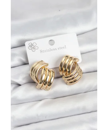 316L Çelik Gold Renk Vintage Kadın Küpe
