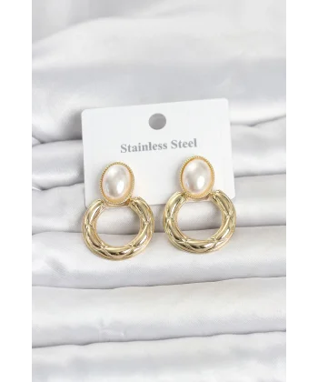 316L Çelik Gold Renk Vintage Model Kadın Küpe