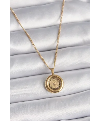 316L Çelik Gold Renk Zincir Gold Altın Model Kadın Kolye