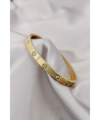 316L Çelik Gold Renk Zirkon Taşlı Bileklik
