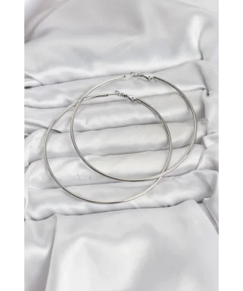 316L Çelik Gümüş Renk 75 mm Halka Küpe