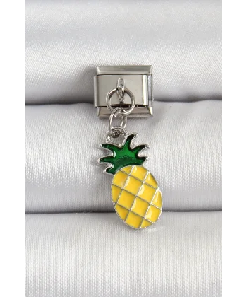 316L Çelik Gümüş Renk Ananas Model Nomination Charm