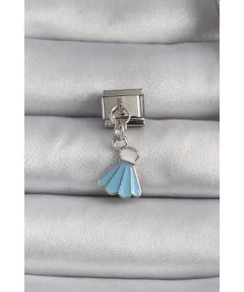 316L Çelik Gümüş Renk Mavi Renk Sallantı Elbise Model Nomination Charm