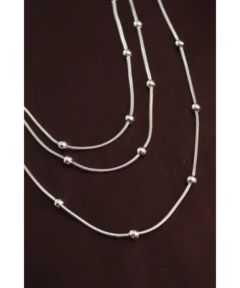 316L Çelik Gümüş Renk Minimal Topçuk Model Çoklu Kolye