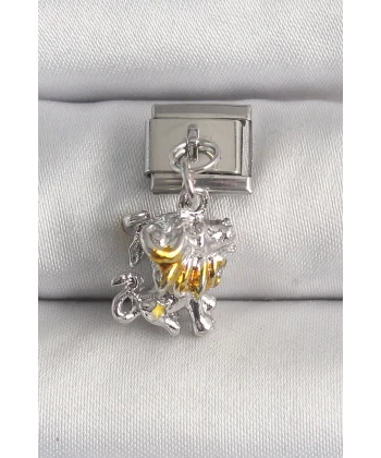 316L Çelik Gümüş Renk Sallantı Aslan Model Nomination Charm