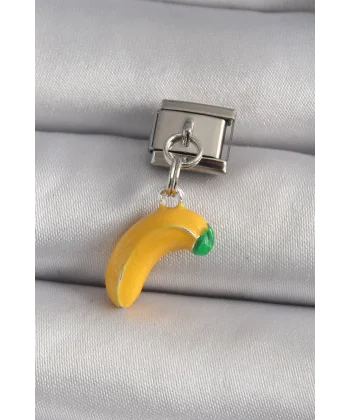316L Çelik Gümüş Renk Sallantı Muz Model Nomination Charm