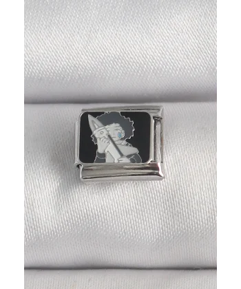 316L Çelik Gümüş Renk Siyah İşlemeli Portre Model Nomination Charm