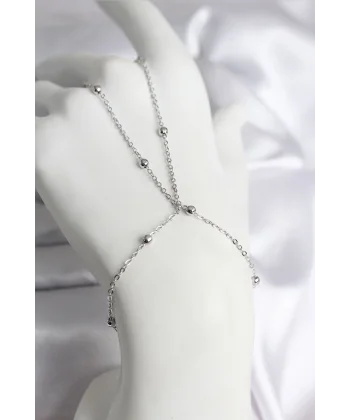 316L Çelik Gümüş Renk Topçuk Zincir Model Kadın Şahmeran