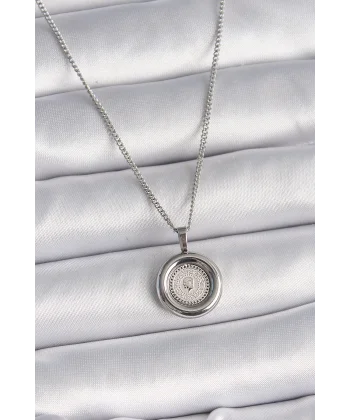 316L Çelik Gümüş Renk Zincir Gümüş Renk Altın Model Kadın Kolye