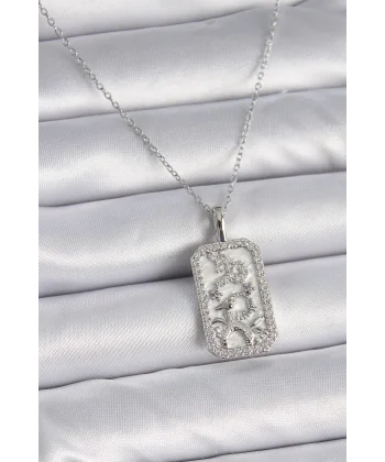 316L Çelik Gümüş Renk Zincir Oğlak Burcu Zirkon Taşlı Kadın Kolye