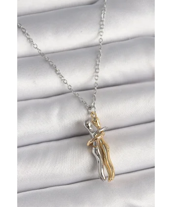 316L Çelik Gümüş Renk Zincir Sarılma Model Kadın Kolye