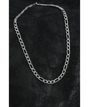 316L Çelik Kalın Figaro Zincir Model Gümüş Renk Erkek Kolye