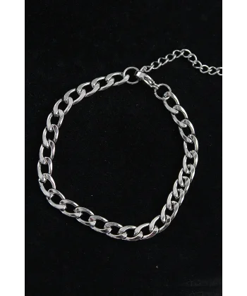 316L Çelik Kalın Klasik Model Gümüş Renk Erkek Bileklik