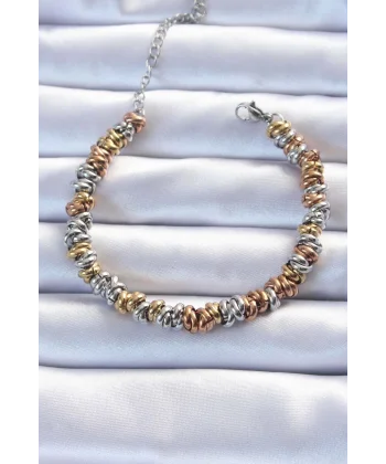 316L Çelik Karışık Renkli İç İçi Geçmeli Bombeli Bileklik