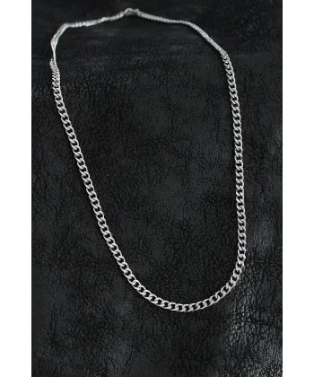 316L Çelik Klasik Zincir Model Gümüş Renk Erkek Kolye