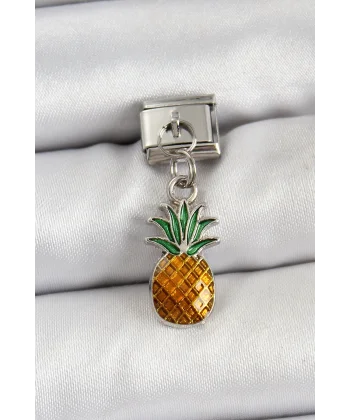316L Çelik Sallantılı Ananas Model Gümüş Renk Nomination Charm