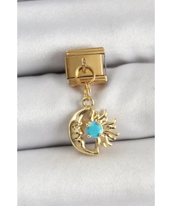 316L Çelik Sallantılı Ay Ve Güneş Model Gold Renk Nomination Charm