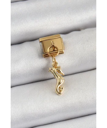 316L Çelik Sallantılı Deniz Atı Model Gold Renk Nomination Charm