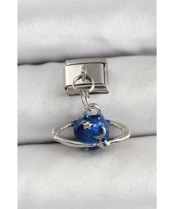 316L Çelik Sallantılı Satürn Model Gümüş Renk Nomination Charm