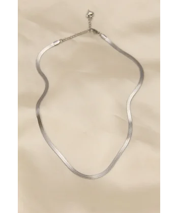 316L Çelik Silver Renk 45 cm İtalyan Zincir Model Kadın Kolye