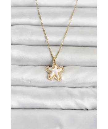 316L Çelik Zincir Gold Renk Deniz Yıldızı Model Kadın Kolye