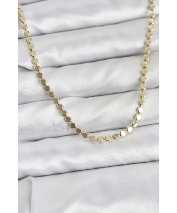 316L Çelik Zincir Gold Renk Ezme Zincir Model  45 cm Kadın Kolye