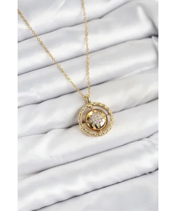 316L Çelik Zincir Gold Renk Kutup Yıldızı Model Kadın Kolye