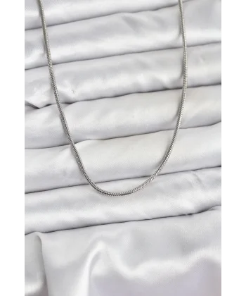 316L Çelik Zincir Gümüş Renk 60 cm Yılan Zincir Kadın Kolye