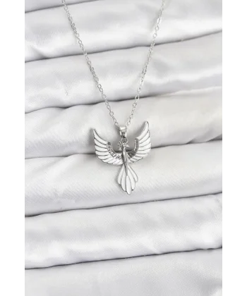 316L Çelik Zincir Gümüş Renk Anka Kuşu Model Kadın Kolye