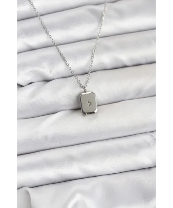 316L Çelik Zincir Gümüş Renk Minimal Kutup Yıldızı Model Kadın Kolye