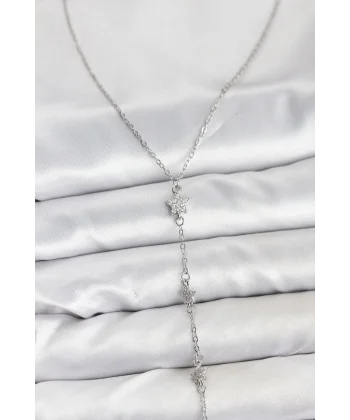 316L Çelik Zincir Gümüş Renkli Yıldız Model Kadın Y Kolye