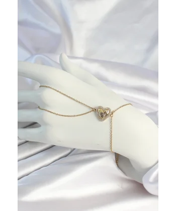 316L Çelik Zincirli Gold Renk Kalp Figürlü Şahmeran