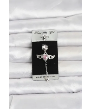 316L Cerrahi Çelik Kanatlı Kalp Model Göbek Piercing