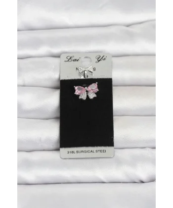 316L Cerrahi Çelik Pembe Fiyonk Model Göbek Piercing