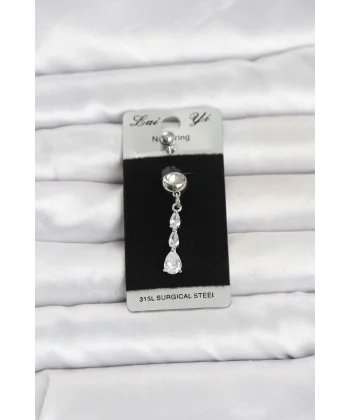 316L Cerrahi Çelik Sallantılı Damla Model Göbek Piercing