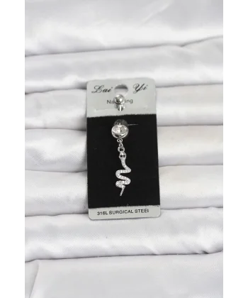 316L Cerrahi Çelik Sallantılı Yılan Model Göbek Piercing