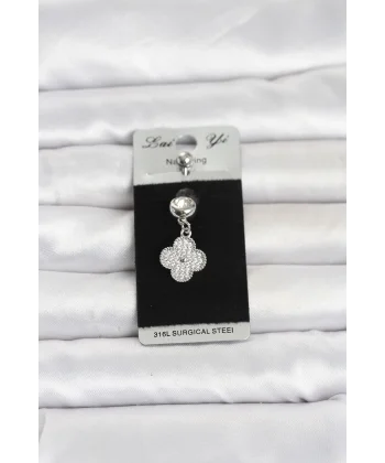 316L Cerrahi Çelik Sallantılı Yonca Model Göbek Piercing