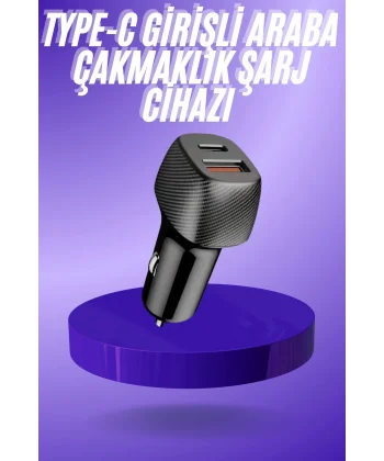 38W USB Type-C Girişli Oto Çakmaklık Araç İçi Hızlı Şarj Çakmaklık Şarj Aleti
