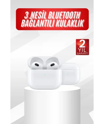 3.Nesil İOS Android Uyumlu Bluetooth 5.0 Beyaz Çağrı Cevaplama