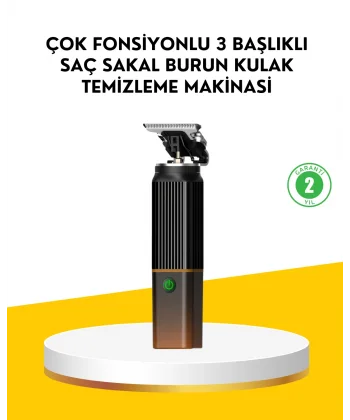 3’ü 1 Arada Şarjlı Erkek Bakım Seti – Saç Sakal ve Burun Tüyü Kesme Makinesi