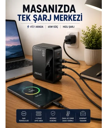 4 Cihazı Aynı Anda Destekleyen Şarj İstasyonu