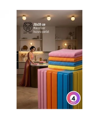 4lü Lüks Mikrofiber Bez Seti: İz Bırakmayan Ultra Emici